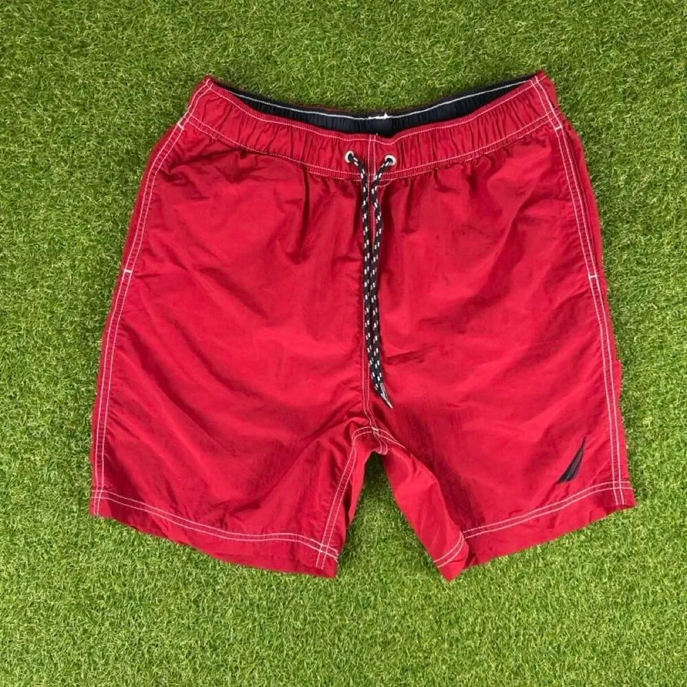 Nautica Men's Red Swim-briefs-shorts
